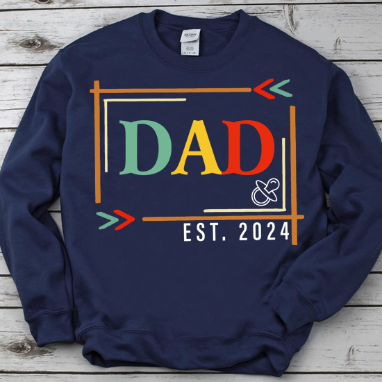 Dad Est 2024 New Dad Gift for Dad Anniversary Father Men T-Shirt PN LTSP