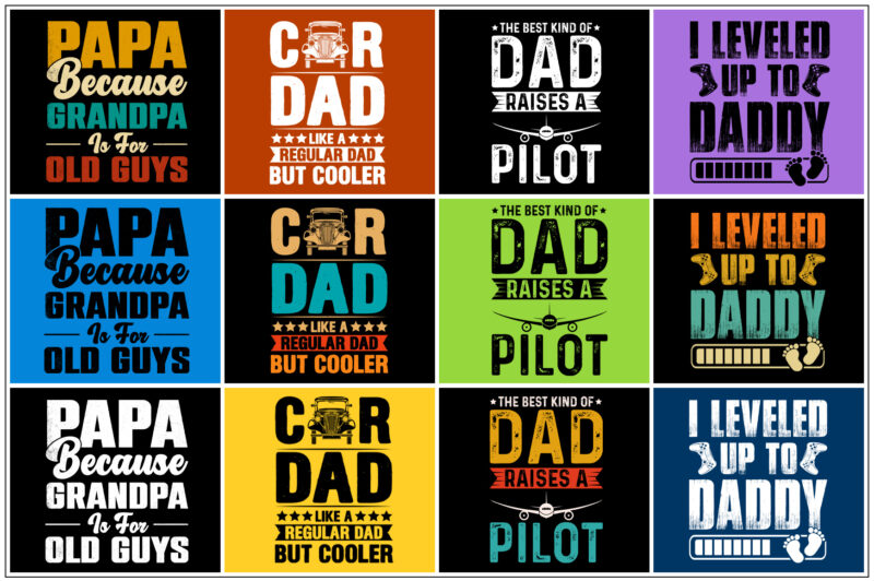 Dad Papa Daddy T-Shirt Design Bundle