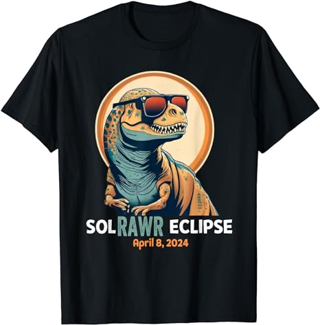 Dinosaur Solar Eclipse April 8 2024 Eclipse Kids Boys Trex T-Shirt