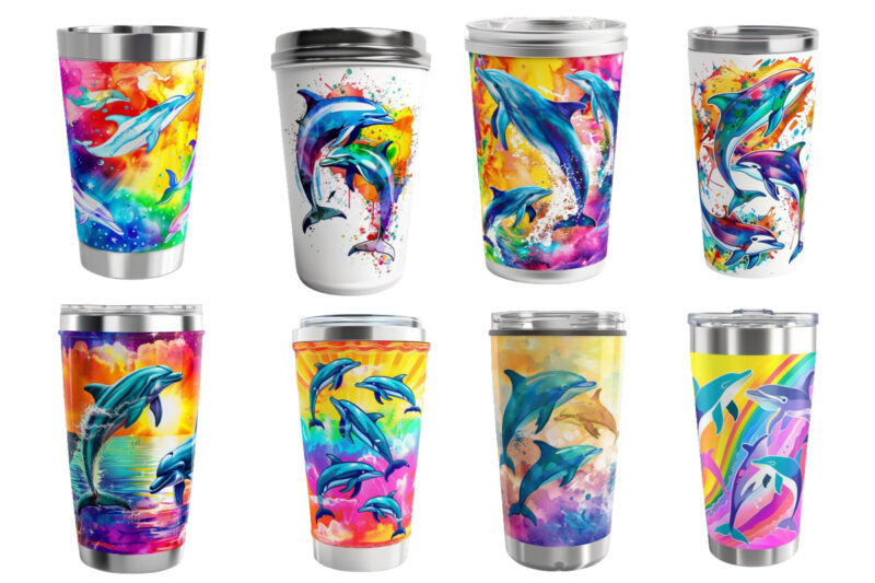 Dolphins Rainbow Tumbler Sublimation