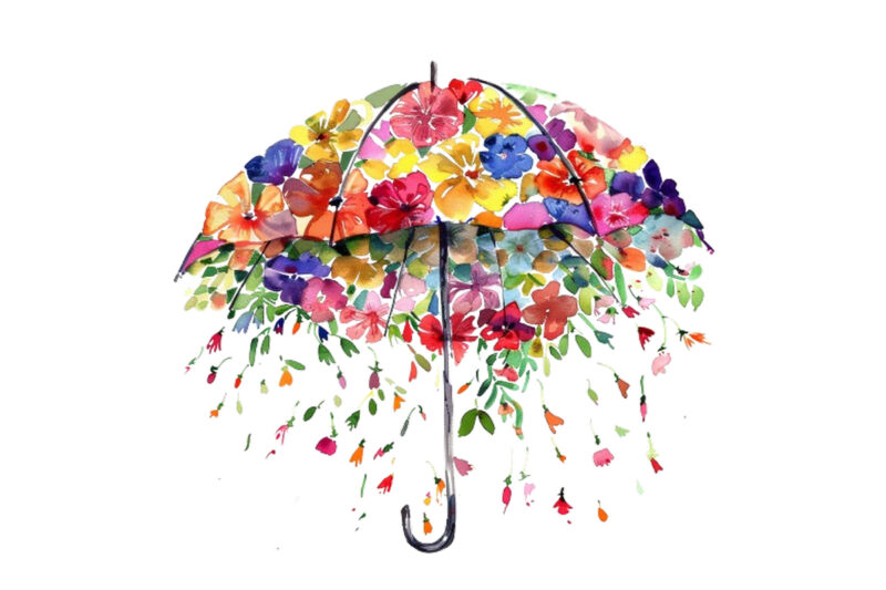 Floral Umbrella Watercolor Clipart