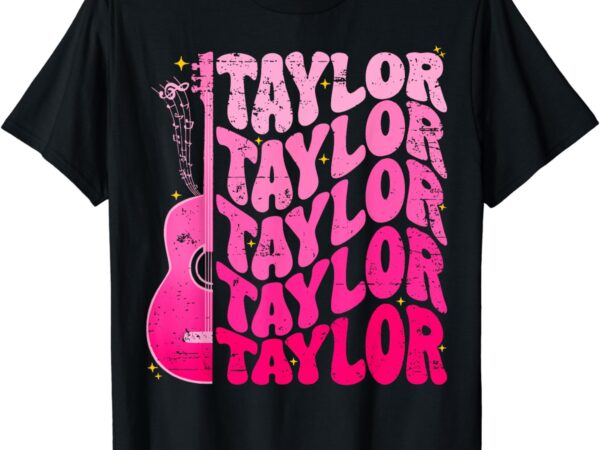 Girl retro taylor first name personalized groovy 80’s pink t-shirt