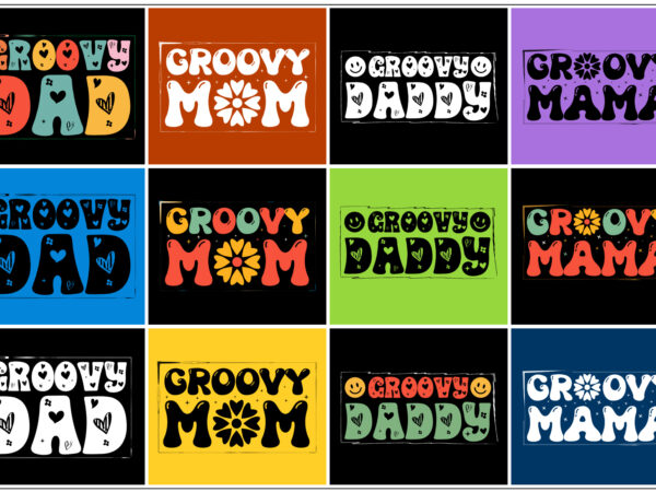 Groovy dad mom t-shirt design bundle