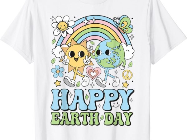 Groovy happy earth day 2024 save the planet teachers kids t-shirt