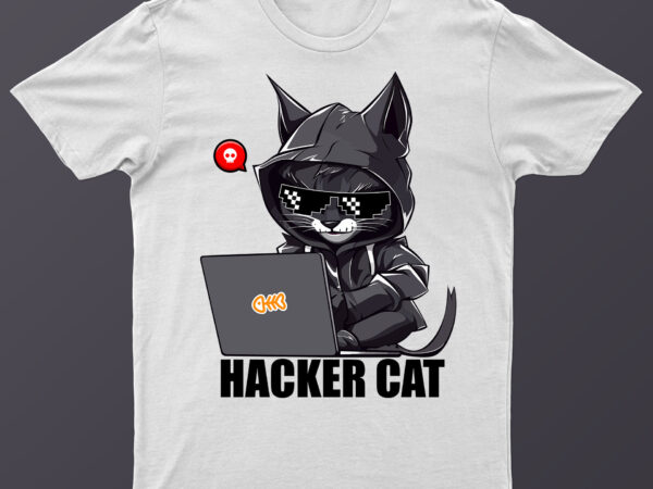 Hacker cat | funny cat hacker t-shirt design for sale!!