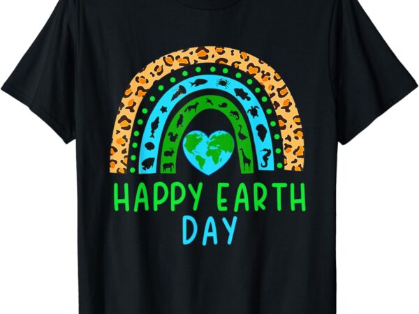 Happy earth day 2024 shirt rainbow earth lover teachers kids t-shirt