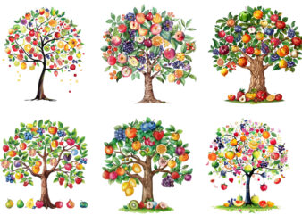 Spring Tree with fruits clipart