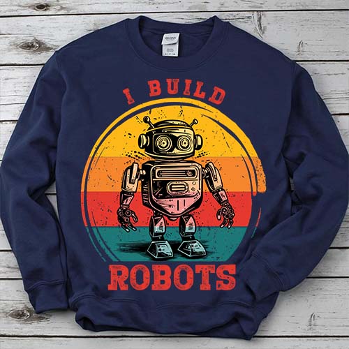 I Build Robots Retro Vintage Robotics Engineer T-Shirt LTSP