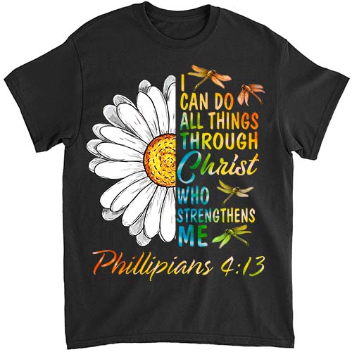 I Can Do All Things Through Christ Religious, Butterfly Art T-Shirt LTSP