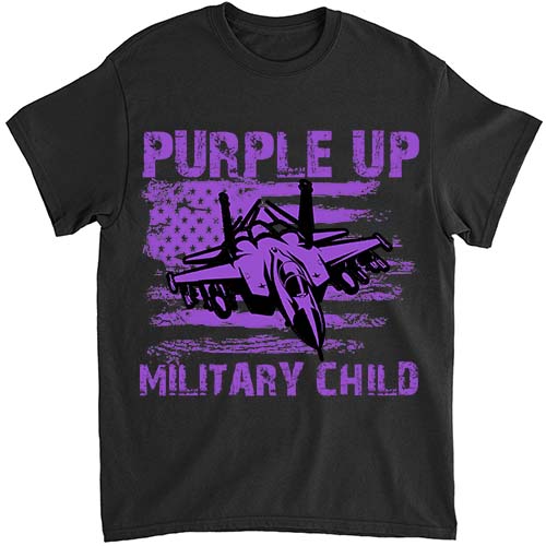 I Purple Up Month of Military Child Kids Air Force US Flag T-Shirt LTSP