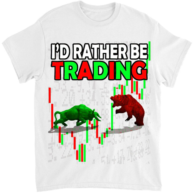 I_d Rather Be Trading – Bull vs Bear Stock Market Graphic T-Shirt LTS Png file