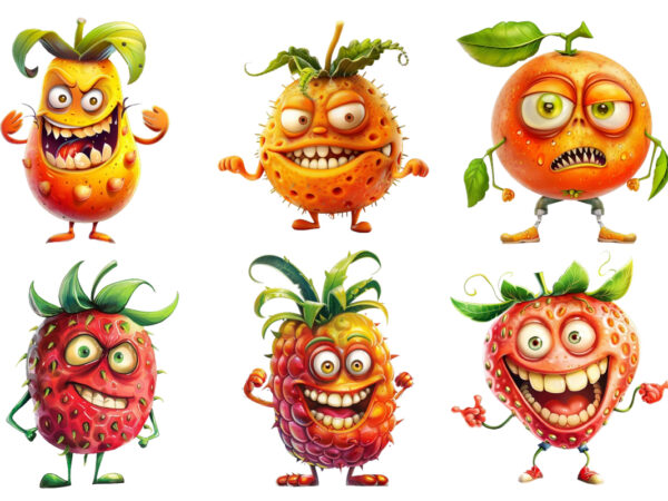 Funny fruit character t shirt graphic design