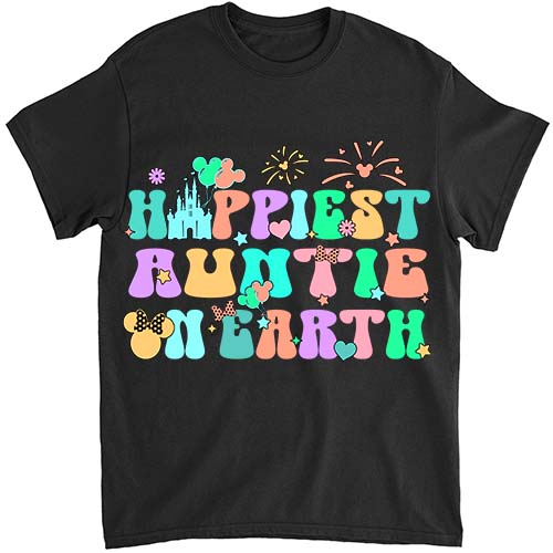 In My Happiest Auntie On Earth Era Groovy Mom Mother_s Day T-Shirt ltsp png file