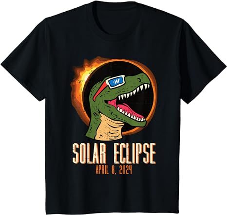 Kids solar eclipse trex face dino 2024 boys kids toddler youth t-shirt