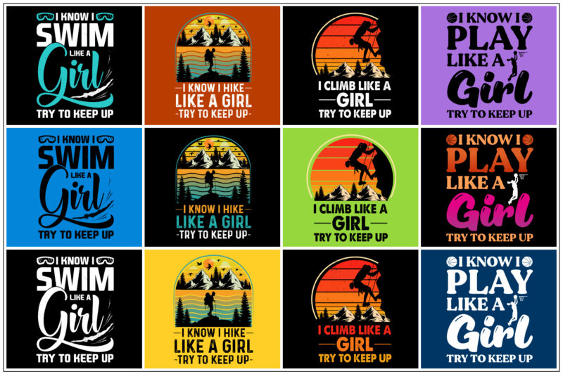 Like a Girl T-Shirt Design Bundle