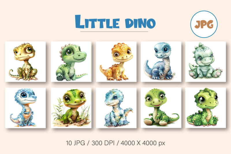 Cute Little dino. TShirt Sticker.