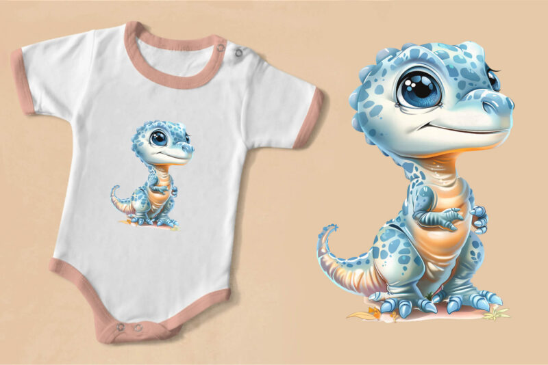 Cute Little dino. TShirt Sticker.