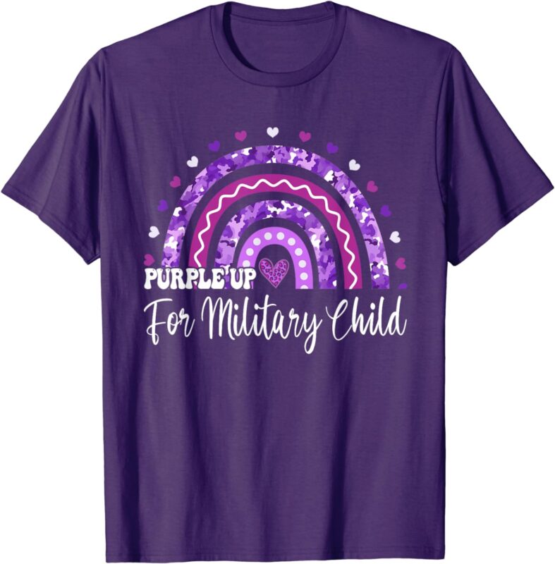 Month of Military Child Rainbow Purple Up for Military Kids T-Shirt