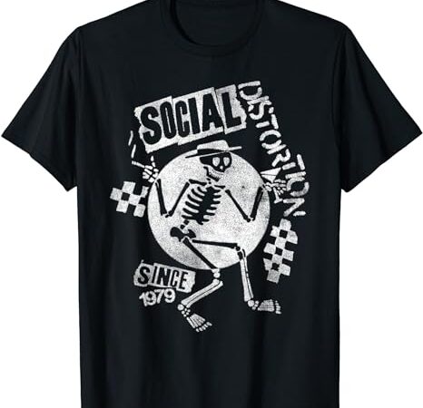 Official social distortion white spray skelly t-shirt