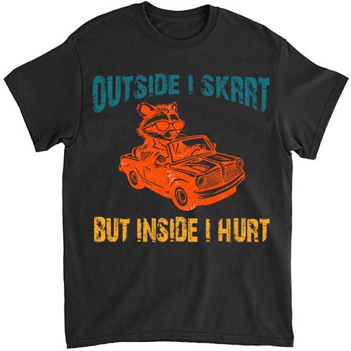 Outside I Skrrt Inside I Hurt, Raccoon T Shirt, Trash Panda T Shirt LTSP