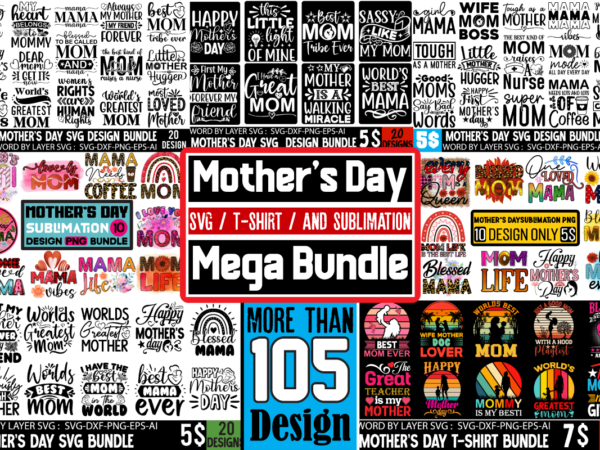 Mother’s day t-shirt design mega bundle ,mother’s day mega bundle, mom svg bundle, 140 designs, heather roberts art bundle, mother’s day des