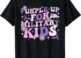 Purple Up For Military Kids Cute Groovy Military Child Month T-Shirt