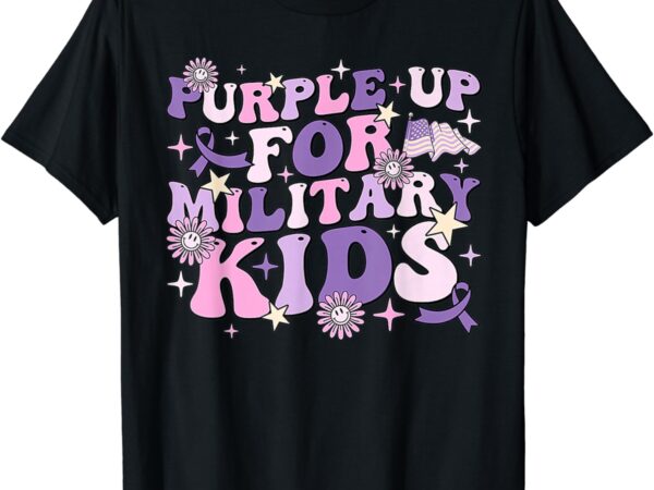 Purple up for military kids cute groovy military child month t-shirt