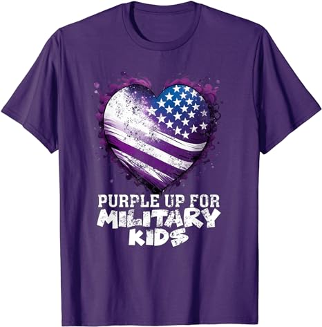 Purple Up For Military Kids Military Child Month USA Flag T-Shirt