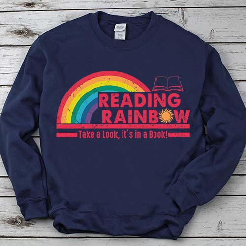 Rainbow Take A Look It_s In A Book Reading Bookworm Teacher Shirt LTSP