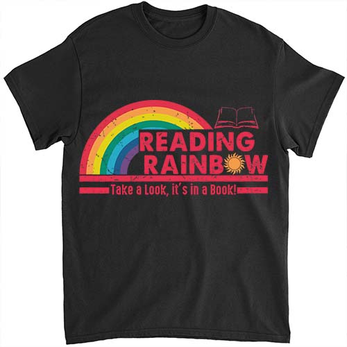 Rainbow Take A Look It_s In A Book Reading Bookworm Teacher Shirt LTSP