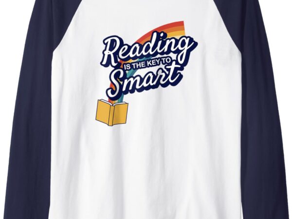 Reading is the key to smart raglan baseball tee t shirt design online