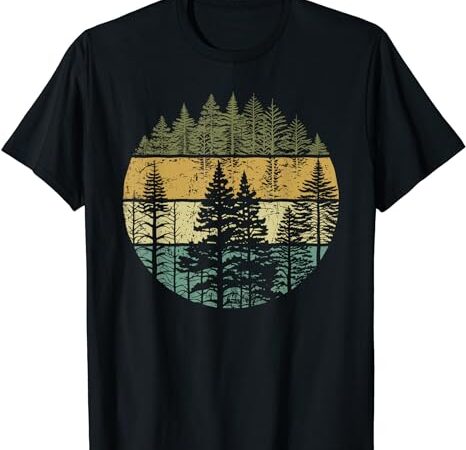 Retro forest trees outdoors nature women men vintage graphic t-shirt