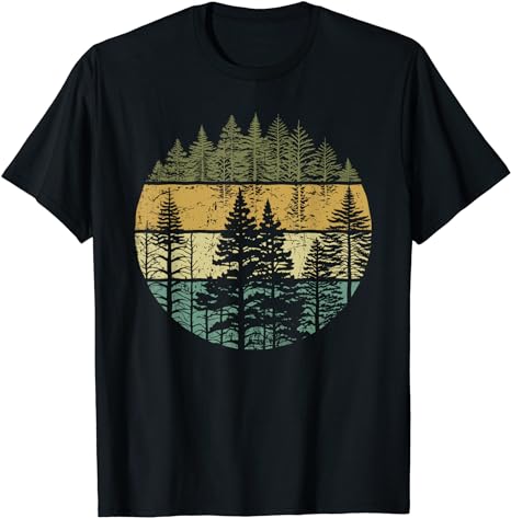 Retro Forest Trees Outdoors Nature Women Men Vintage Graphic T-Shirt