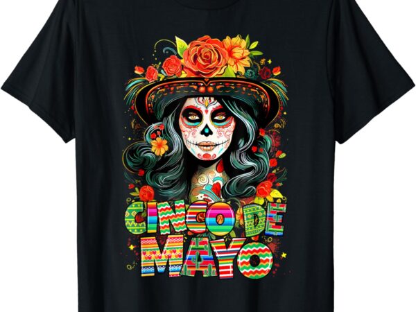 Sombrero la catrina women fiesta mexican cinco de mayo retro t-shirt