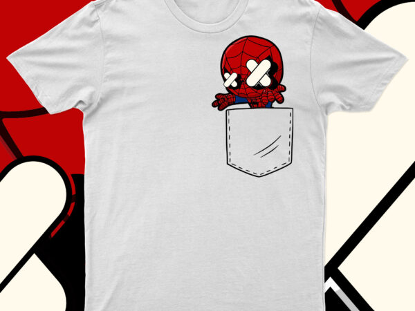 Funny spider man form pocket premium t-shirt design for sale | ready to print.