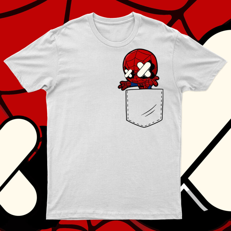 Funny Spider Man Form Pocket Premium T-Shirt Design For Sale | Ready To Print.