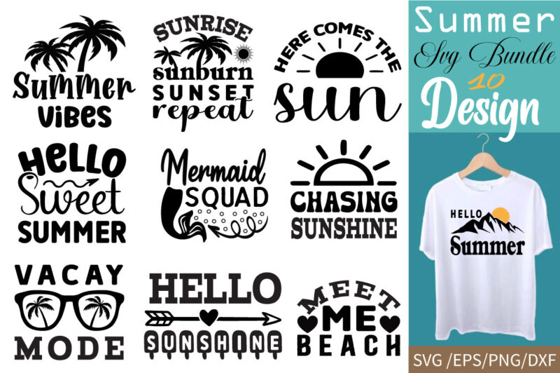 Summer T-shirt Bundle, Retro Summer Bundle Summer SVG Bundle, Retro Summer Bundle