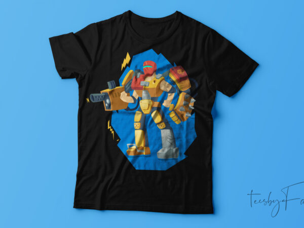 Fighting robot t-shirt design.