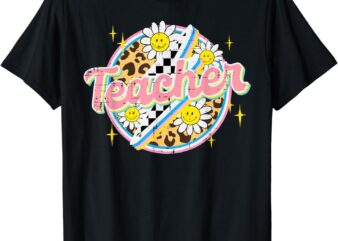 Teacher Groovy Retro Vintage Teaching Women Men T-Shirt