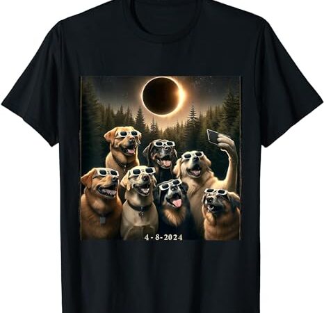 Total eclipse april 8 2024 funny dog glasses selfie t-shirt