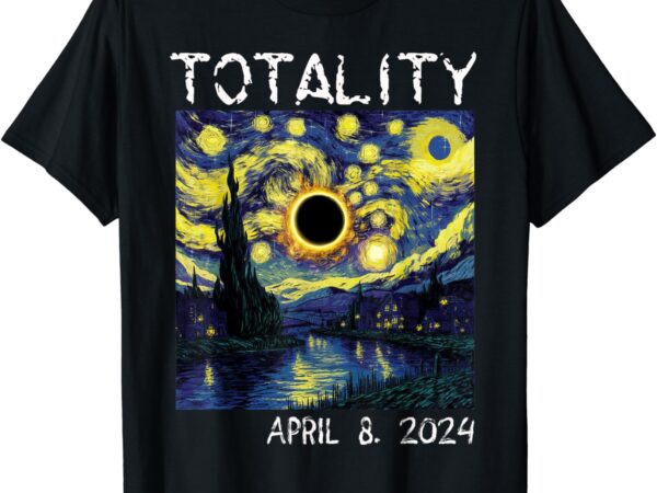 Total solar eclipse 2024 vincent van gogh art starry night t-shirt