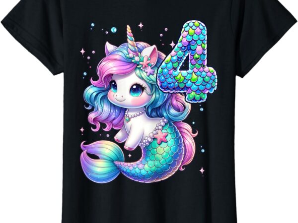 Unicorn mermaid 4th birthday 4 year old party girls outfit t-shirt