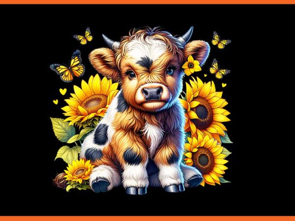 Highland cow sunflower mother’s day farmer png graphic t shirt