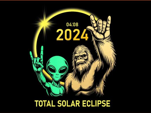 Total solar eclipse alien bigfoot rock april png t shirt designs for sale