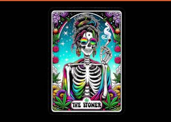 The Stoner Skeleton Tarot Card PNG t shirt designs for sale