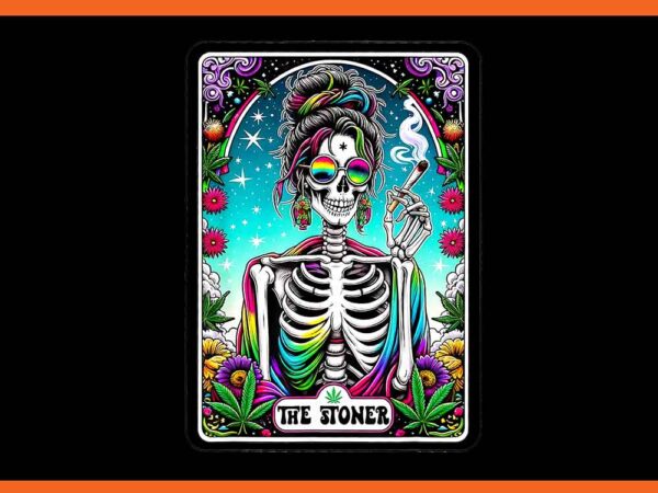 The stoner skeleton tarot card png t shirt designs for sale