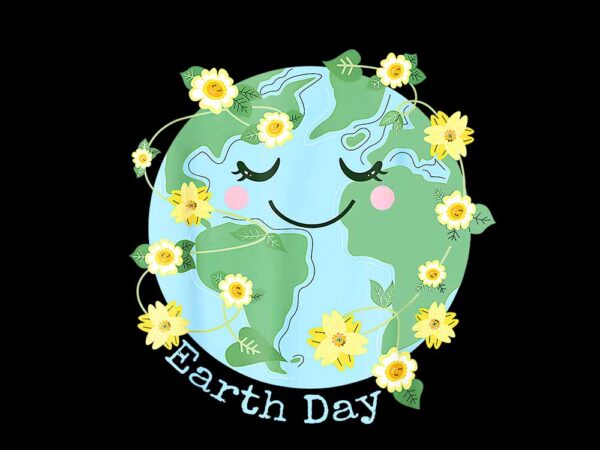 Cute earth with floral earth day 2024 png t shirt vector file