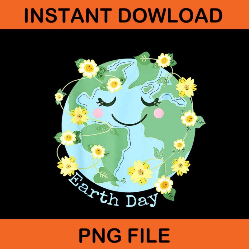 Cute Earth With Floral Earth Day 2024 Png