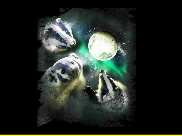 3 three badger moon png, wolf badgers howling png