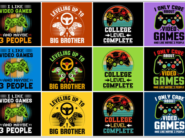 Video gamer birthday t-shirt design bundle